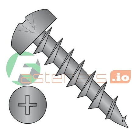 Newport Fasteners Wood Screw, #6, 7/16 in, Black Oxide Steel Pan Head Phillips Drive, 10000 PK 341203